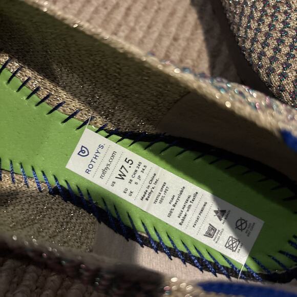 Rothy’s The Point Flats Gold Pink Turquoise Multi Metallic Size 7.5 RETIRED - Picture 8 of 8